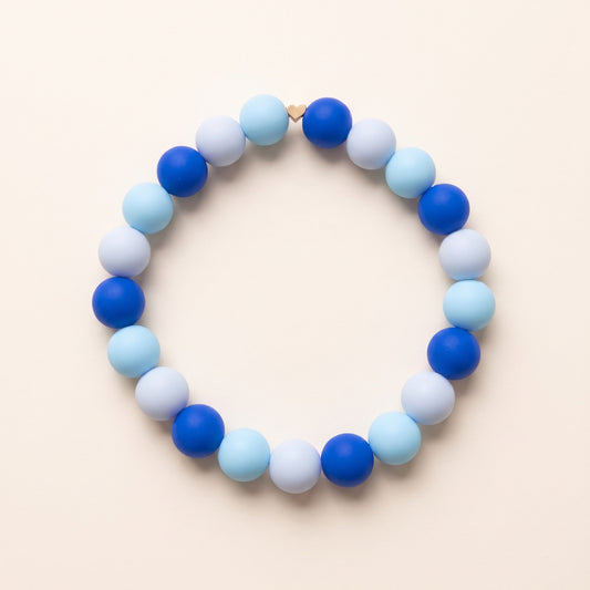 Gemmies Baby Blues beaded dog collar — royal, sky and powder blue silicone beads
