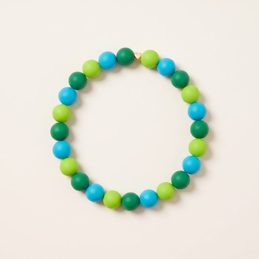 Gemmies Green Giggles beaded dog collar — lime, kelly green and teal silicone beads