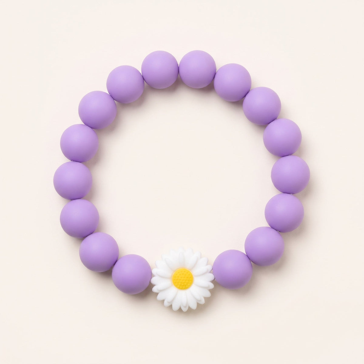 Gemmies Lavender Lady beaded dog collar — lavender silicone beads with white daisy charm