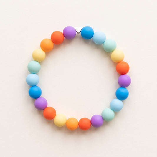 Gemmies Sherbet Signature beaded dog collar — coral, lemon, lilac, sky and mint silicone beads