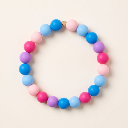 Gemmies Sorbet Signature beaded dog collar — pink, lilac and sky blue silicone beads
