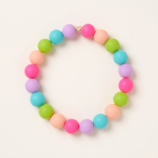 Gemmies Summer Candy beaded dog collar — bright rainbow silicone beads